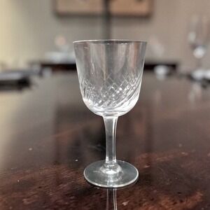 Crystal Hoya Style Corolle Wine Goblet, Diagonal Cut Glass, Replacement Stemware